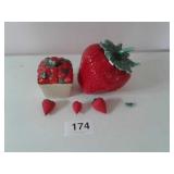 STRAWBERRY COOKIE JARS-SOME DAMAGE/CRACKS