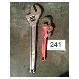 RIDGID PIPE WRENCH, ADJUSTABLE WRENCH