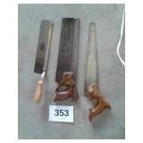 Three Carpenter finish saws