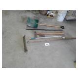 Splitting maul snow shovel garden hose spray one