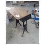Old one-room schoolhouse desk with Inkwell