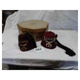 2 Shrine fezzes and hat box