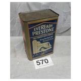 Eveready Prestone 1 gallon antifreeze can