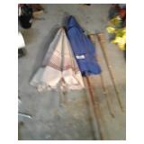 Patio umbrellas tiki torches