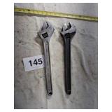 Two blue point 15" adjustable wrenches