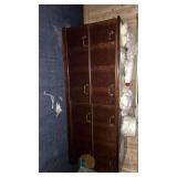 6-Door Wooden Storage Cabinet/Credenza, Brass Handles, Dark Brown Finish, Approx. 66x19x32 in