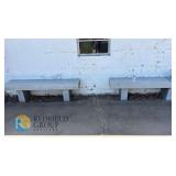 Two Matching 5-6 Foot Solid Granite Outdoor Benches, Light Gray, Backless, Modern Style