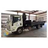 2020 Isuzu NPR-HD Flatbed Truck w/ HIAB 060 Crane, 14,500 lb GVWR, 147K mi, VIN 54DC4W1B9LS805813