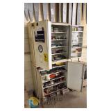 Industrial Steel Storage Cabinet, 7 Shelves, Double Door, w/ Assorted Shop Hardware & Parts