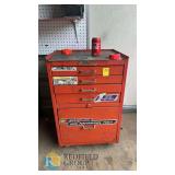 MAC Tools 5-Drawer Rolling Tool Chest, Red, Assorted Hand Tools & Drill Bits, Stickers
