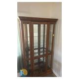 Glass Display Curio Cabinet, Wood Frame, 72" Tall, 4 Glass Shelves, Crown Molding