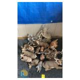 Vintage Ceramic & Plaster Deer Figurine Lot - 13 Wildlife Statues, Largest 18" Hand-Painted Decor