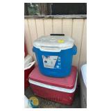 Coleman 16 Qt Wheeled Cooler Blue/White, 22-Can Capacity + Rubbermaid 48 Qt Red Cooler