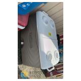 Rubbermaid Large 150 Qt Cooler with Cup Holders and Drain Plug, Beige/White, Split Lid