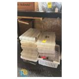 Lot of 7 Okeechobee Fats Clear Plastic Tackle/Storage Boxes 14"x9"x2", Adjustable Dividers