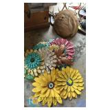 Large Multicolor Metal Flower Wall Art Collection – Outdoor/Indoor, Multi-Piece Lot, Hand-Painted