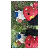 Whimsical Concrete Mushroom House Garden Statue, "Welcome" Inscription, 18" Tall, Outdoor Decor