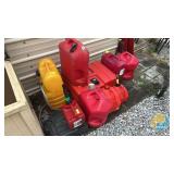 Large Lot of Gas Cans and Marine Fuel Tank – 5 Gal & 12-15 Gal, Assorted Colors, Flexible Spouts
