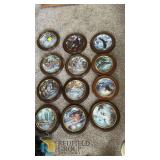 Set of 12 Framed Collector Plates – Bald Eagle Wildlife Art – 8" Porcelain, Wood Frames