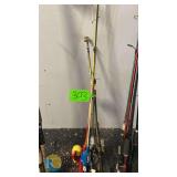 Vintage Spincast Fishing Rod & Reel Bundle – Zebco Style, Fiberglass, Mixed Colors, Lot of 6