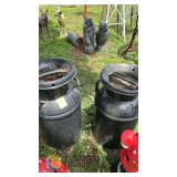 Vintage Black Metal Milk Can – 10 Gallon, 24" Tall, Handles, Rustic Decor, No Lid