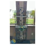 4-Tier Black Metal Plant Stand with Scroll and Leaf Design, Approx. 48" Height