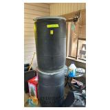 Black 55-Gallon Open-Head Plastic Drums w/ Removable Lid, Dual Bung, Lot of 2, Sturdy HDPE