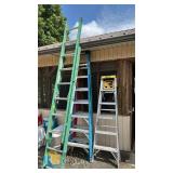 Werner 8 ft Fiberglass Step Ladder, Keller 6 ft Aluminum Step Ladder, 20 ft Fiberglass Extension Ladder