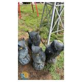 Set of 4 Plastic Owl Decoy Bird Deterrents, 16" Tall, Reflective Eyes, Garden/Outdoor Statues