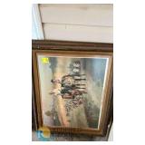 Framed Western Art Prints with Cowboy and Cattle Drive Scenes