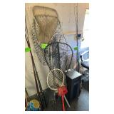 Various Sizes of Aluminum Frame Landing and Dip Fishing Nets, Nylon Mesh, Red & Black Color
