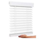 $59 Lotus & Windoware Cordless 2" Faux Wood Room Darkening Horizontal Blind, 22" W x 60" L, Bright White, Smooth