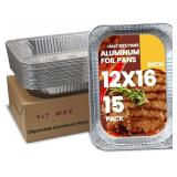 $39 YLT WAX 12x16 Aluminum Foil Pans, 15 Pack Disposable Full Size Large Baking Pan for Roasting, Restaurants, Cooking, Heating, Buffets