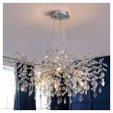 $299 Modern Tree Branch Crystal Chandelier Luxury Silver Crystal Pendant Lighting 30" Contemporary 10-Light Chandeliers for Dining Room Kitchen Bedroom Living Room