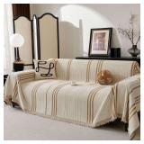 $63 Boho Couch Covers for Sofa Washable Sofa Covers for 3 Cushion Couch Soft Non Slip Couch Covers for Sectional Sofa Dog Pet Furniture Protector (Shallow Coffee, 91"*134")