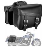$84 KEMIMOTO Motorcycle Saddlebags 30L Large Capacity Universal Saddle Bags | PU Leather Motorcycle Luggage Bag Fits for Sportster Softail Dyna V-star Shadow Accessories, Black