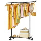 $38 Clothes Rack for Hanging Clothes: Clothing Coat Garment Rolling Racks with Wheels Shelf Portable Closet Storage Organizer Wardrobe Strudy Metal Freestanding Laundry Room Bedroom Dress Shirt Jacket