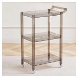 $100 Acrylic Utility Rolling Cart,3-Tier Acrylic Bar Cart with Pulling Handle & 4 Wheels for Kitchen Living Room Dining Laundry,Clear Multifunction Small Spaces Rolling Serving (Size:29.13