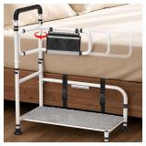 $169 Bed Steps for High Beds for Adults/Elder,360  Anti-Fall Bed Armrest | 45-50" Adjustable Height,Heavy Duty Steel Pedal,4 Fix Strap,Motion Sensor Light,Storage Bag,Non-Slip Carpet,Load-Bear 800lb