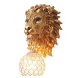 $97 Crystal Wall Sconces Wireless Gold Lion Head Light for Bedroom