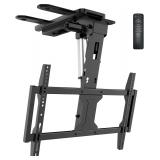 $160 WALI Motorized Ceiling TV Mount with Remote for 37-75 inch TVs, up to 99lbs | Electric Flip Down TV Bracket, Fits Flat Pitched Vaulted Roof, Full Motion with Tilt, Swivel, Max VESA 600x400mm (FCM