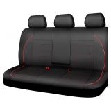 $36 CAR PASS Leather Back Seat Cover,Piping Waterproof Bench Seat Cover, Rear Seat Cover Universal Fit for Cars Sedans SUVs Truck 95% Automotive Interior Backseat Car Covers (Rear,Black and Red)