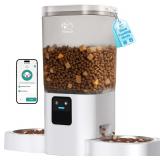 $57 Automatic Cat Feeders 2 Cat with Slow Feed: Dual Automatic Dog Feeder with 5G WiFi, cat Food Dispenser with Alexa for Multiple Pets, Detachable for Easy Clean - 29 Cup 7L Large Capacity