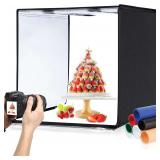 $90 PULUZ Light Box Photography, 24x24 inch Large Photo Studio Light Box, Professional Dimmable Photo Booth with 120 LED Lights & 6 Backdrops for Jewelry and Food Items Product Photography