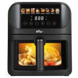$54 Bear 6.4Qt Air Fryer, 8 Presets, Visible Window, Non-Stick, Dishwasher Safe | Stainless steel body; 8 presets inc. roast, bake, crisp, fries & steak; adjustable temp/timer; great for family meals
