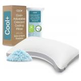 $143 Coop Home Goods Cool+ Crescent Adjustable Pillow, King Size Plus Shaped Memory Foam Pillows with Cooling Gel, Neck Support, Back or Side Sleeper Pillow, CertiPUR US/GREENGUARD Gold