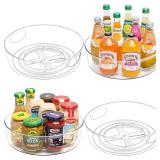 $25 Guzon 4 Pack Lazy Susan Turntable, 12 Inch Rotating Organizer with Handles | Pantry Organizers and Storage, Clear BPA-Free Spice Rack for Cabinet, Kitchen, Refrigerator, Table Top, Pantry, Counter