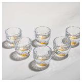 $38 SIYOUKI Crystal Shot Glasses Set 1.7oz, Diamond Shot Glasses Decorated With 24K Gold Leaf Flakes, BPA-Free&Lead-Free, Handmade Shot Cups for D cor & Collection, Gift Choice (Diamond-6PCS)