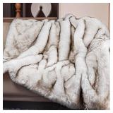 $46 1000GSM Faux Fur Throw Blanket, Super Thick Warm Cozy Heavy Blankets for Couch Bed Sofa, Plush Fuzzy Elegant Winter Reversible Mink Blanket for Living Room Bedroom 50