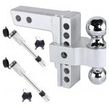 $110 Aluminum Adjustable Trailer Hitch for 2-Inch Receiver 6 Inch Drop/Rise Hitch Ball Mount with 2" and 2-5/16" Ball Hitches Heavy Duty 12,500 LBS GTW Towing Hitch